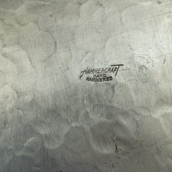 Vtg Hammercraft Hand Hammered Aluminum Serving Tray Handles Grape Design Texture - Picture 11 of 11